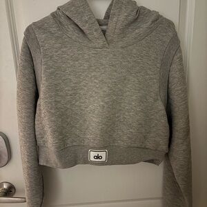 ALO Yoga Gray Cropped Hoodie